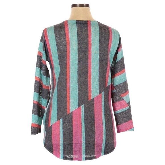 Nally & Millie Stripe Color Block 3/4 Sleeve Pullover Sweater Size XL - Picture 2 of 9